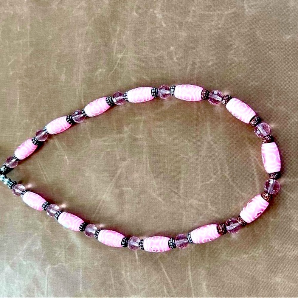 Pink Acrylic Beaded Necklace